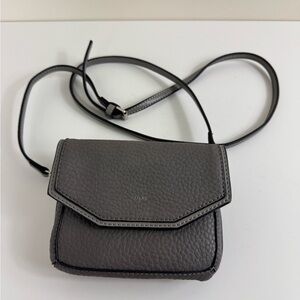 Co-Lab Flap Crossbody Shoulder Bag Wallet Gray Pebble‎ Leather